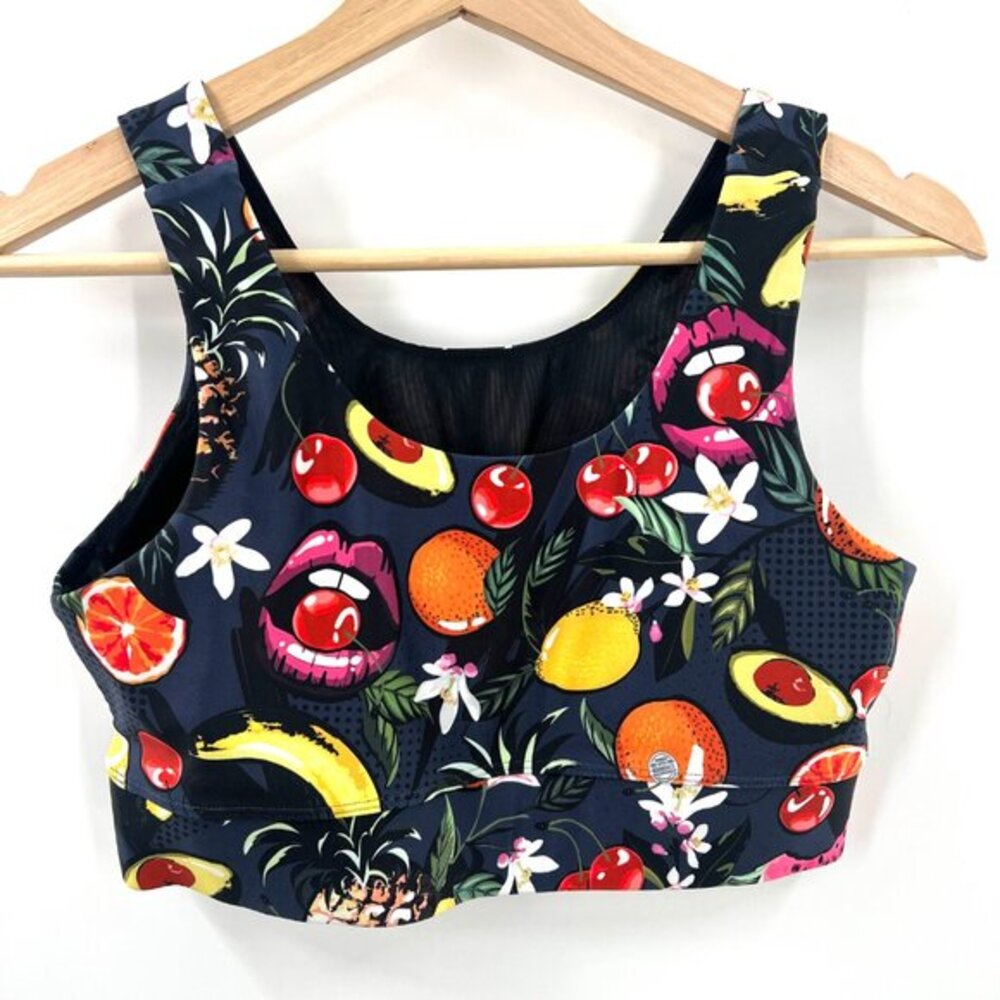 Stronger label sports bra workout top fruit escape ordinary FUNKY loud fun M - Picture 6 of 11
